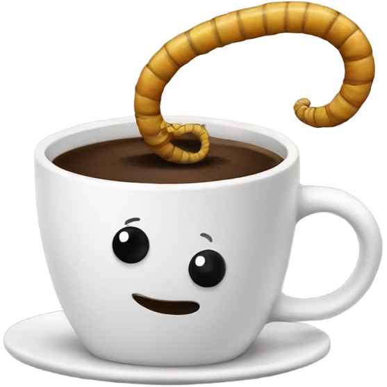 coffee with a worm emoji
