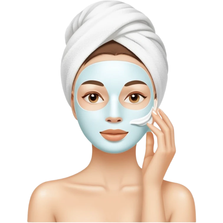 Lady with face cream white mask spa beauty full face relaxing emoji