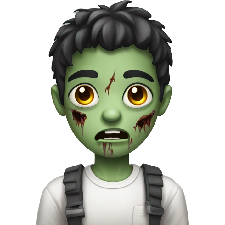 boy zombie with dark hair and white shirt emoji
