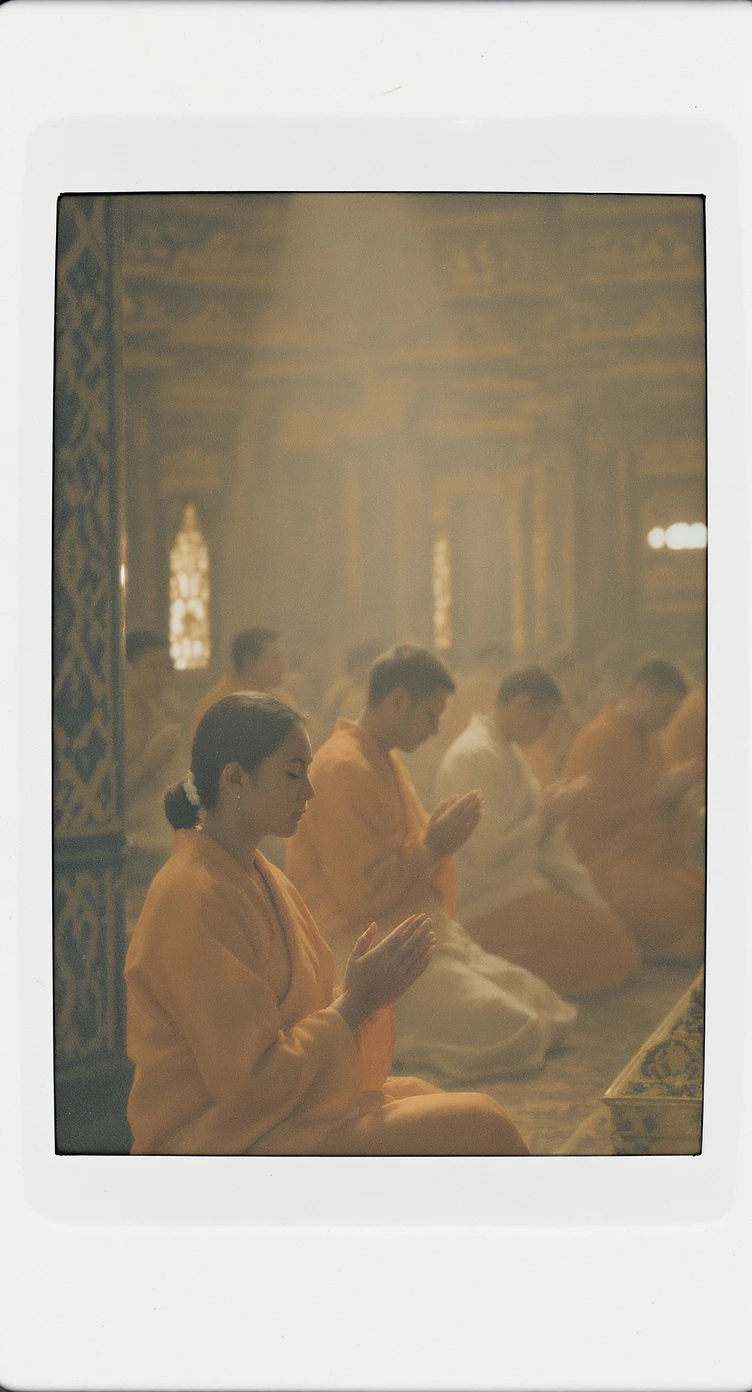 people praying in a Buddhist temple emoji