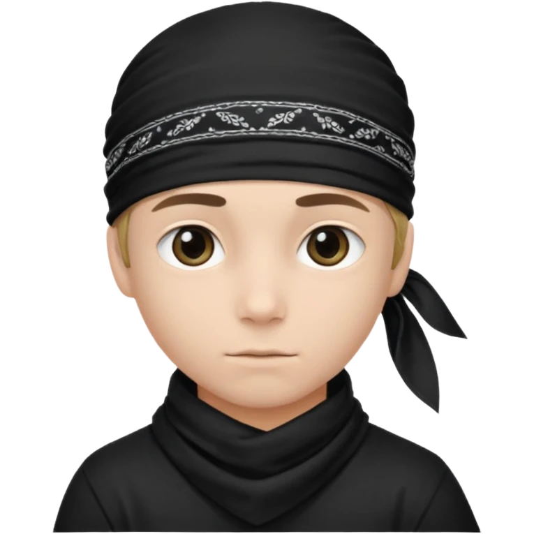 Make a boy wearing black bandana with some design on it  emoji