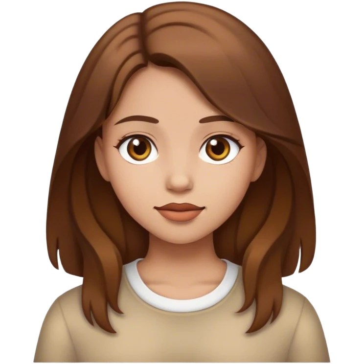 realistic portrait of girl with brown hair  emoji