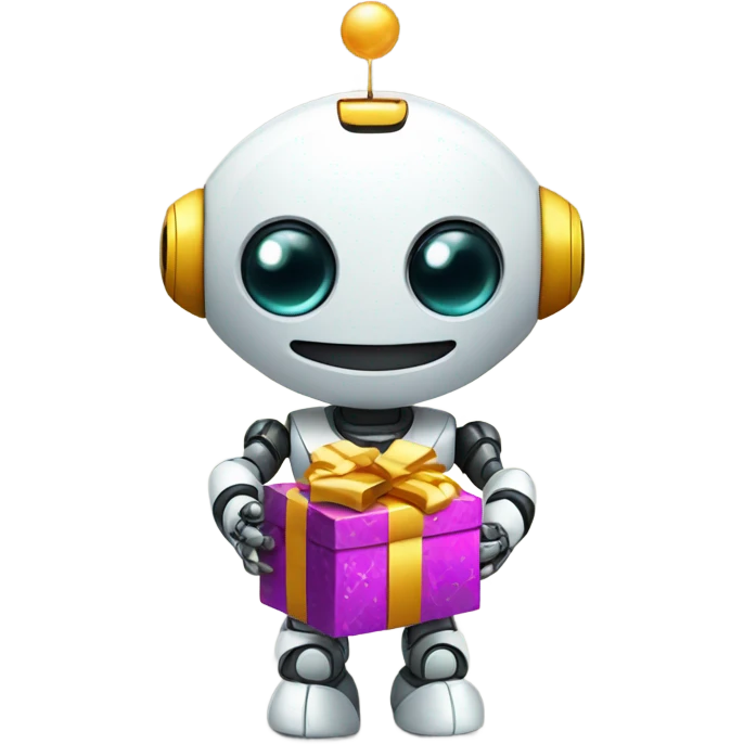 cute robot holds a gift emoji
