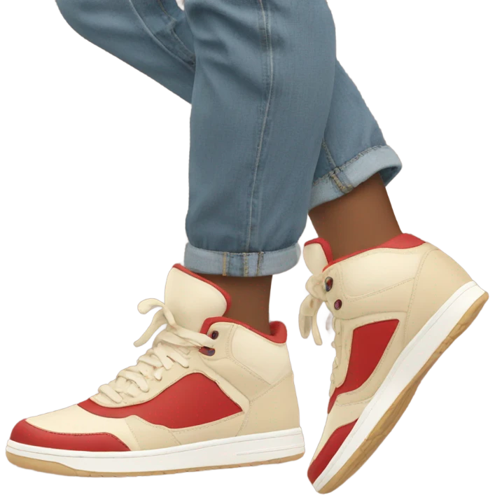 red and beige sneakers on feet emoji