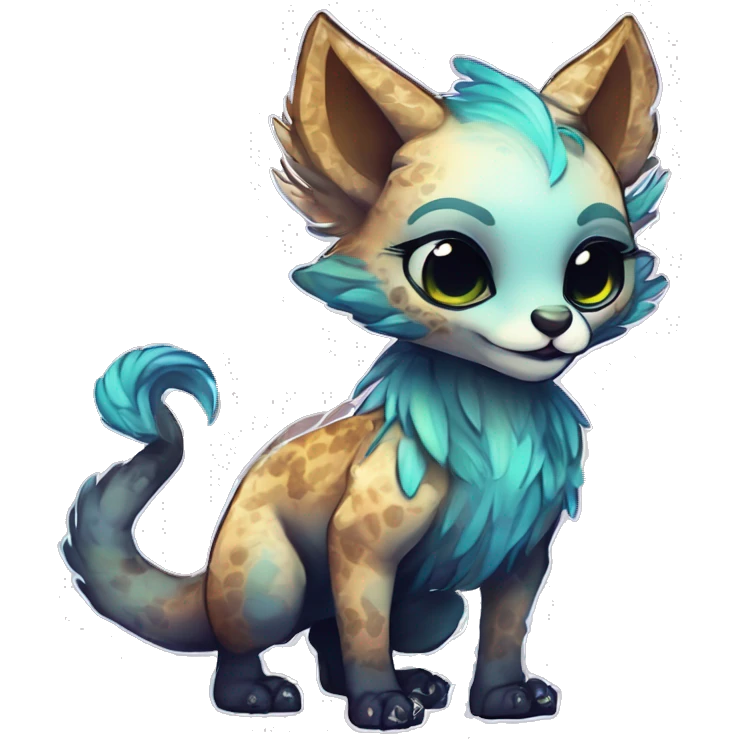 Cool cute Kawaii edgy fantasy shiny chibi animal creature fursona Fionbri vernid by griffsnuff & LiLaiRa & Falvie full bodyal emoji