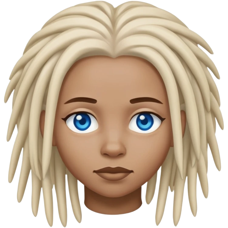 african american mae, white dreads, blue eyes emoji