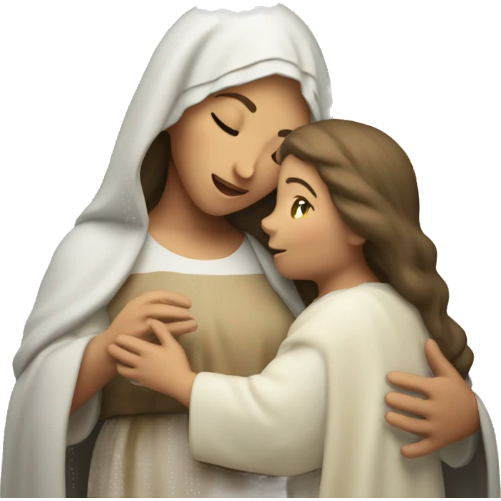 Maria mother of Jesus with Jesus in hands white skin emoji