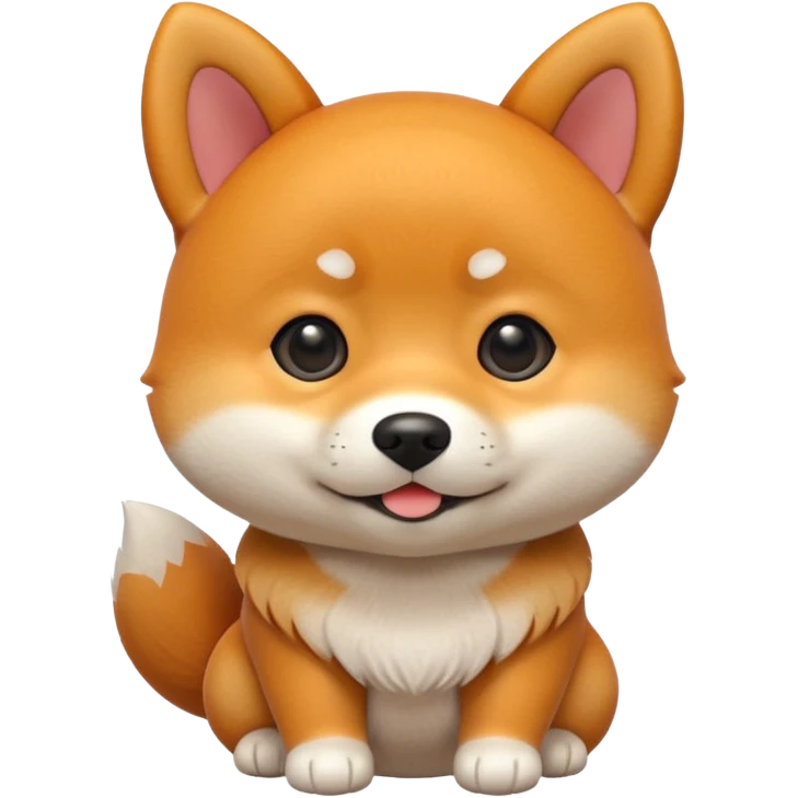 3 month old Shiba Inu mascot emoji, confident expression, big glossy eyes, soft fur texture simplified, 3D cartoon style, vibrant orange color, studio lighting, clean background, minimal, high detail, 4K emoji