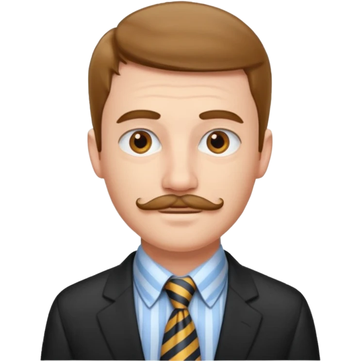 Young man with thin mustache & striped tie emoji