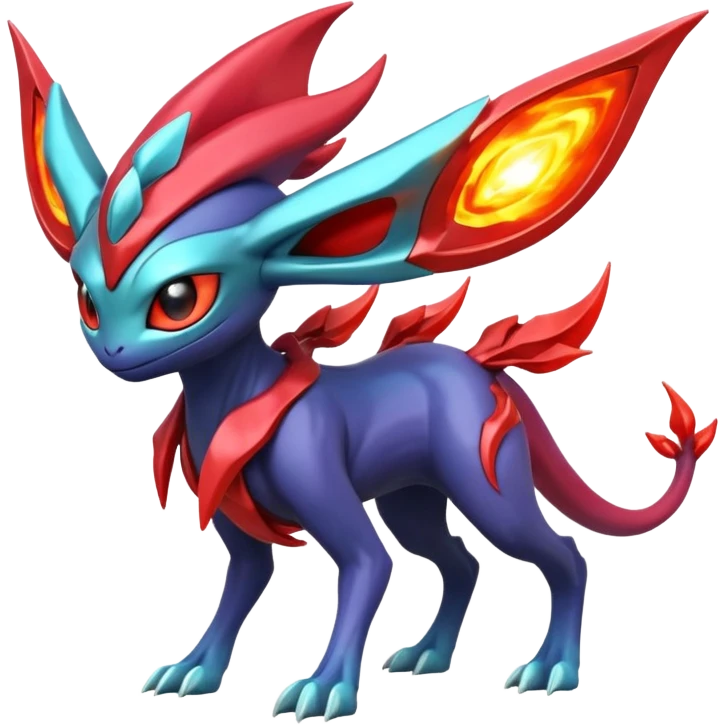 Futuristic volcanic elemental badass cool tough evil Suicune-Bayleaf-Celebi-Pokémon-Fakémon-hybrid-creature emoji
