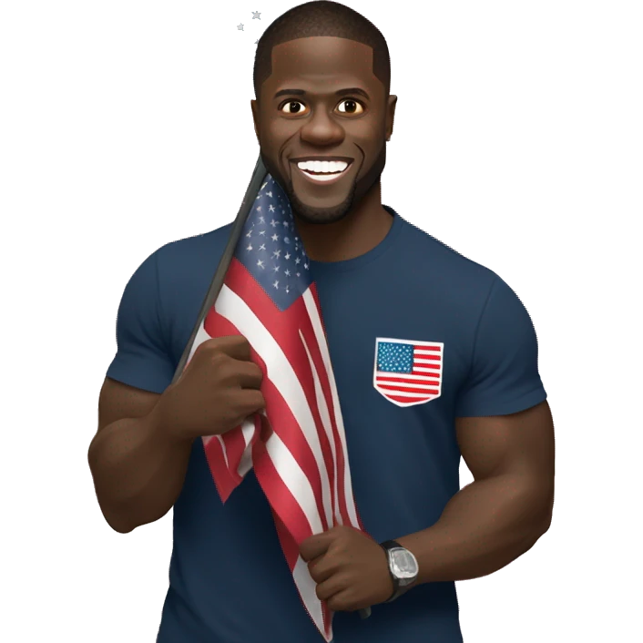 Kevin Hart holding American flag emoji