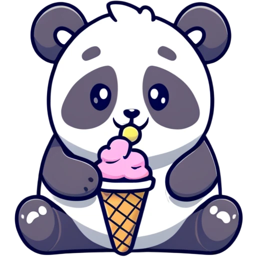 Panda eating ice cream emoji