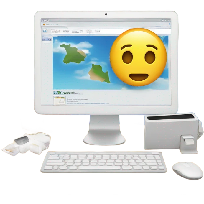 computer with a travel agency website in the screen emoji