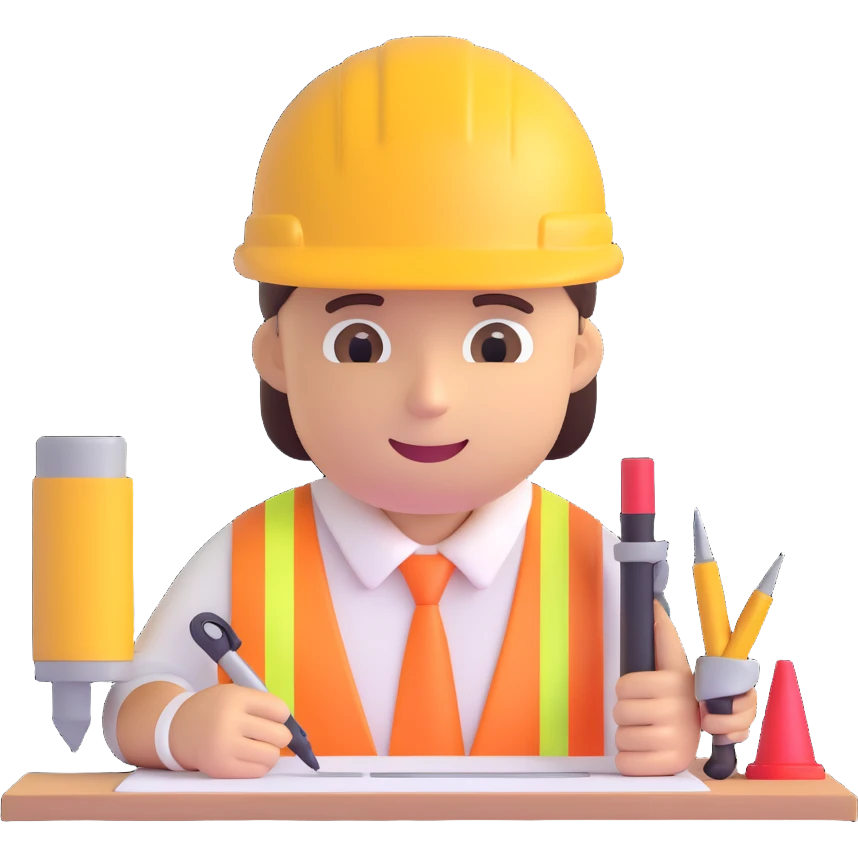technical architect emoji, with drafting tools and a construction site background emoji