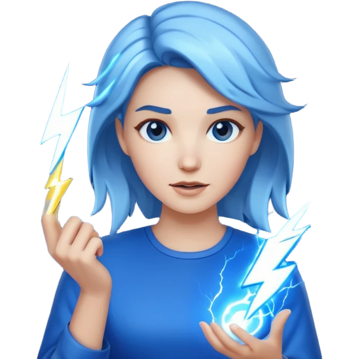 woman holding lighting emoji