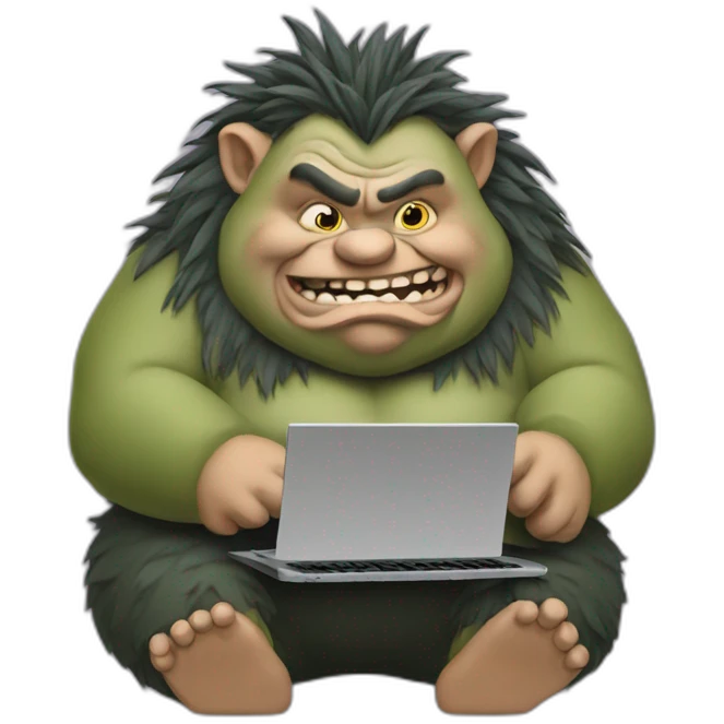 fat troll typing on a keyboard emoji