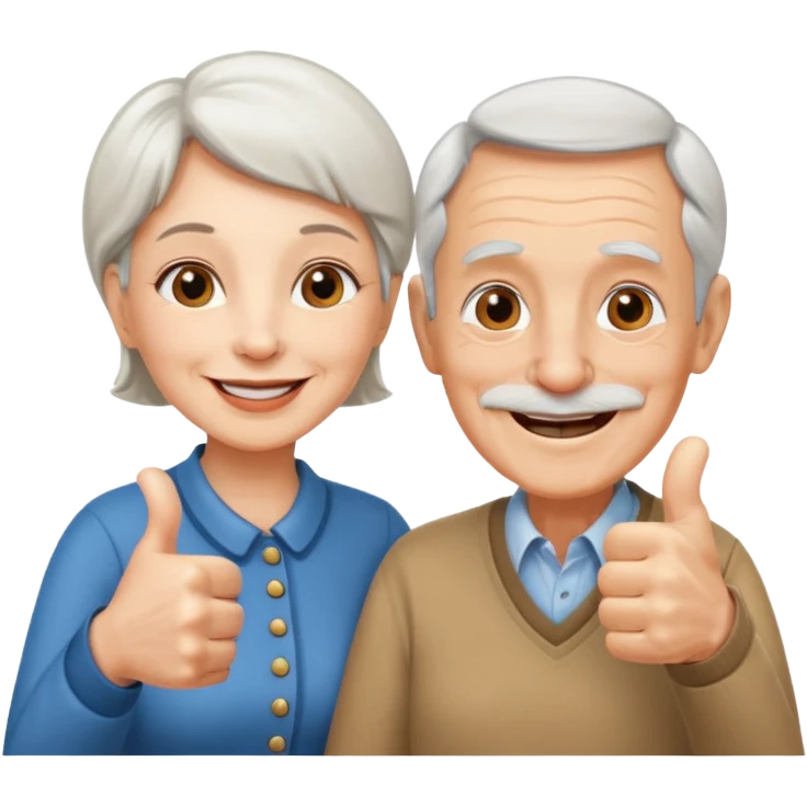 elderly man and woman giving a thumbs up emoji