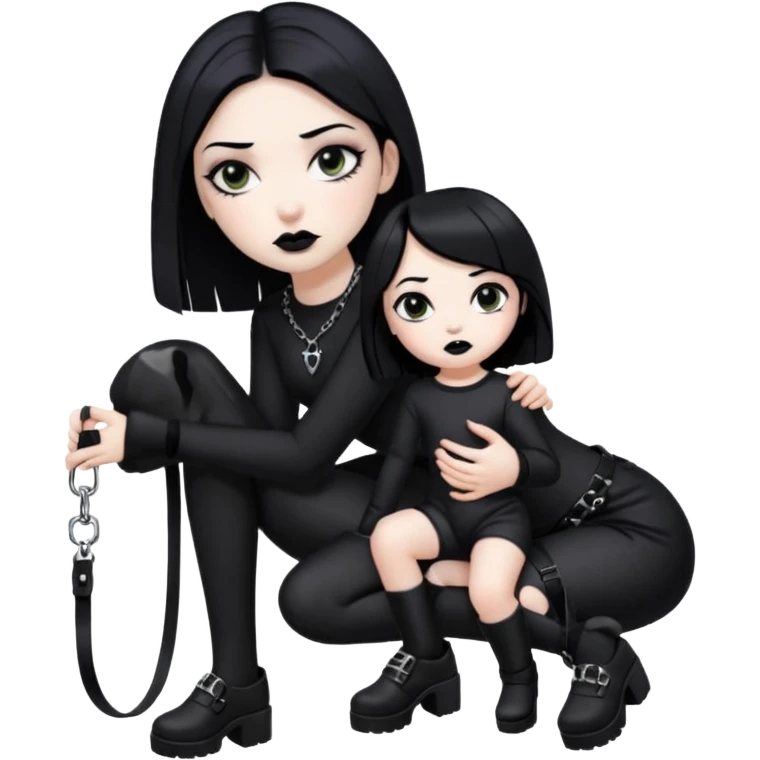 Homme 4 pattes fille Gothique derrière qui le tien en laisse  emoji