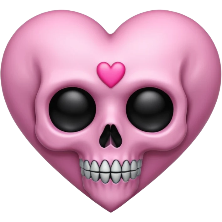 pastel goth heart with pink skull emoji