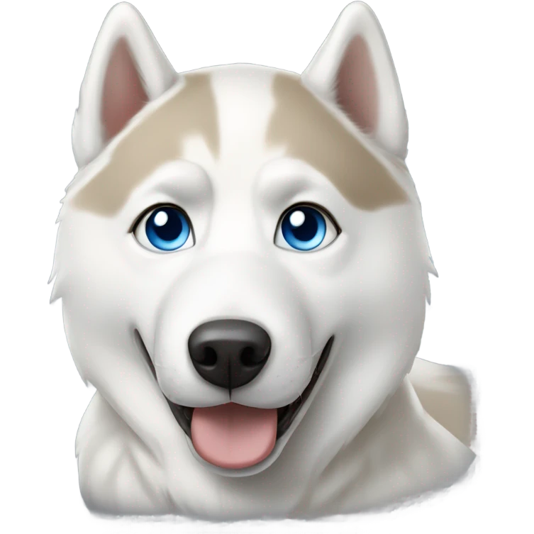 All white husky with blue eyes and a light brown nose emoji