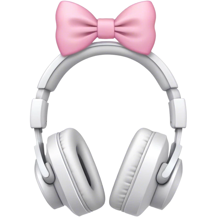White aesthetic headphones with pink bow emoji