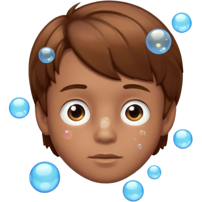 Boy person body made out of bubbles with brown hair emoji