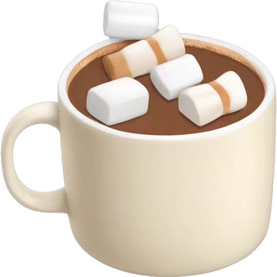 Light beige mug of hot chocolate with marshmallows  emoji