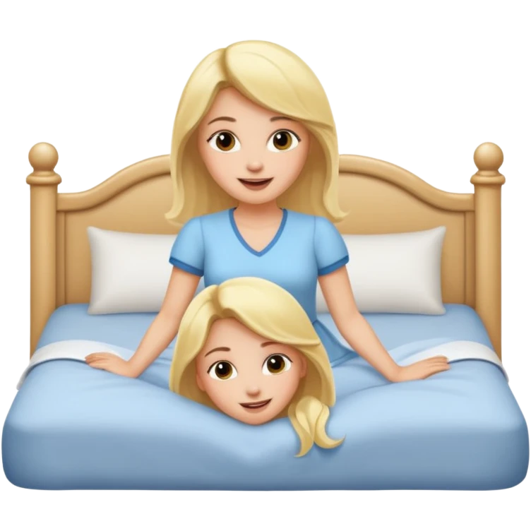 Blonde lady has fun in a big bed emoji