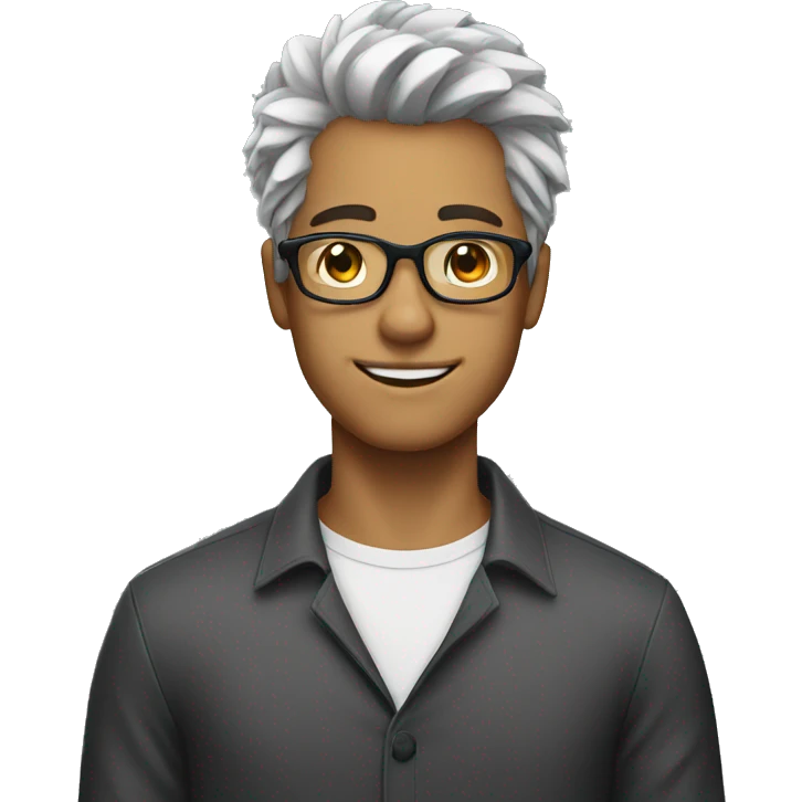 young man with glasses and salt and pepper hair emoji
