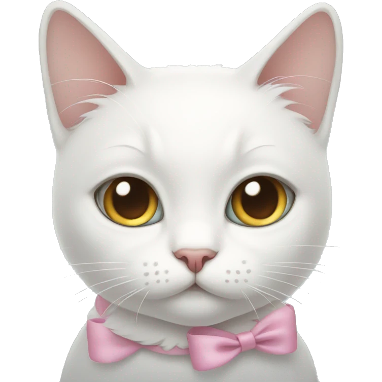 White cat with bows emoji