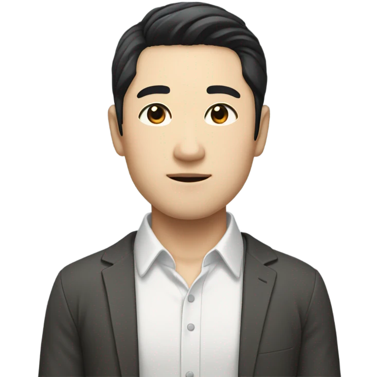 man from japan with white skin and black hair, wear casual shirt  emoji