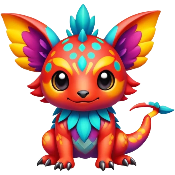 Exotic colorful chibi Fakémon-creature with random markings emoji
