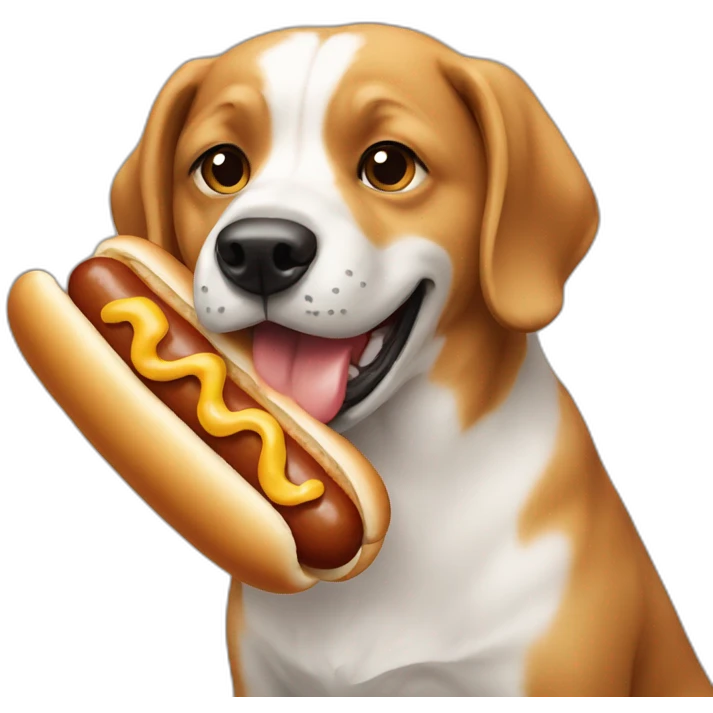 A dog eating a hot dog emoji