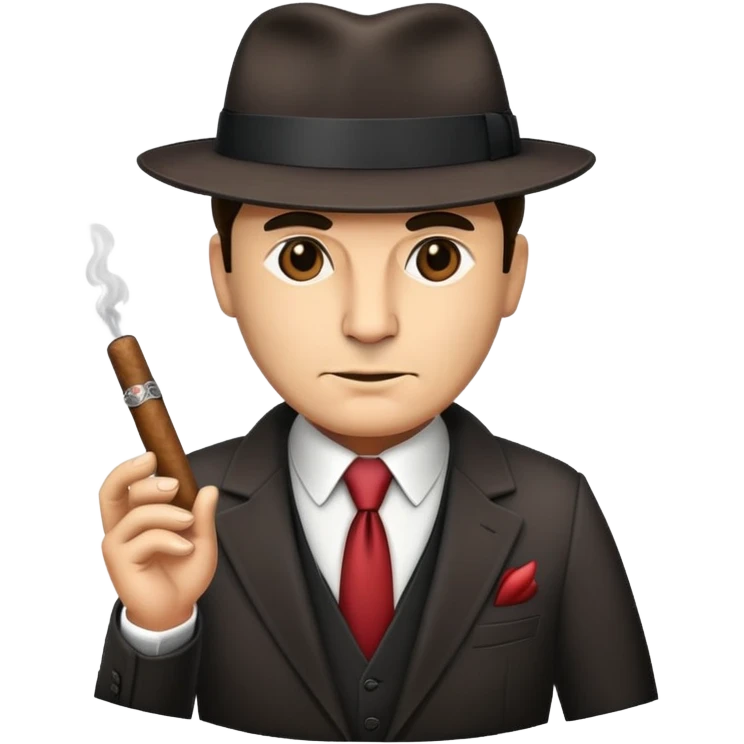 mafia boss with suit, fedora hat and cigar emoji