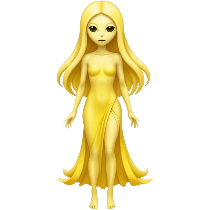 white alien woman full body, in jellow  dress emoji