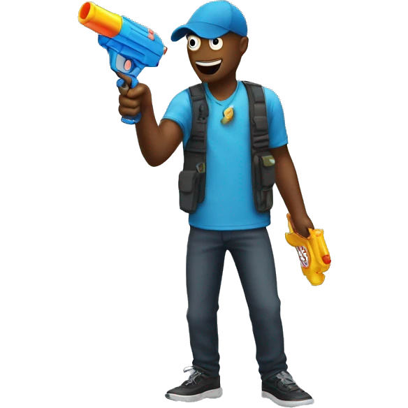 Default emoji pointing a water gun at him self emoji