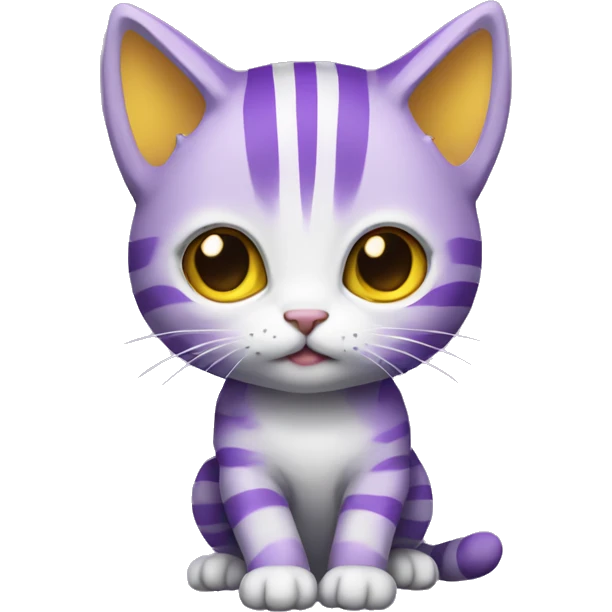 purple kitten with yellow stripes and yellow spikes on back emoji