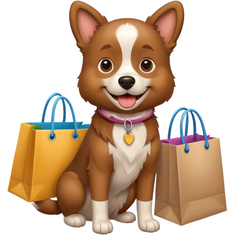 Perro con bolsas de compra emoji