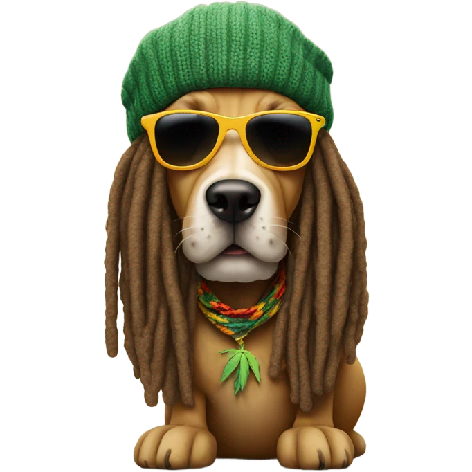 Dog version of Bob Marley smoking	 emoji