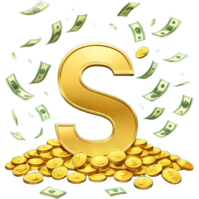 Letters A A C with money falling around it emoji