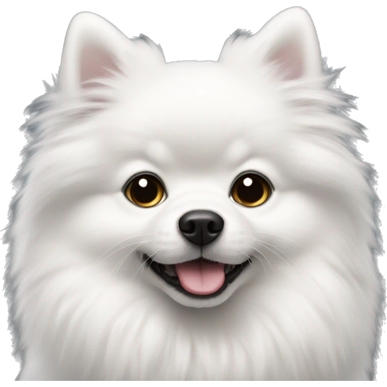 fluffy white pomerain with one black ear emoji