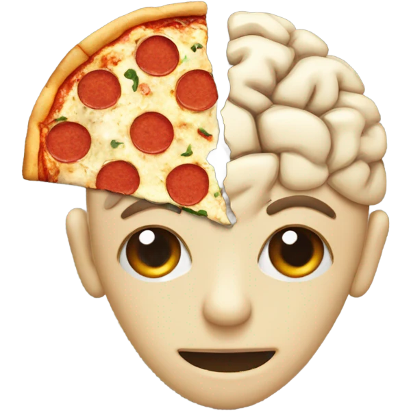 A brain with a piece of pizza inside emoji