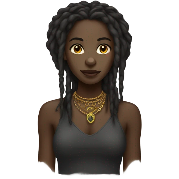 dark-skinned girl with dreadlocks jewelry emoji