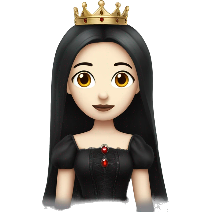 Queen gothic girl long dark black and red hair emoji