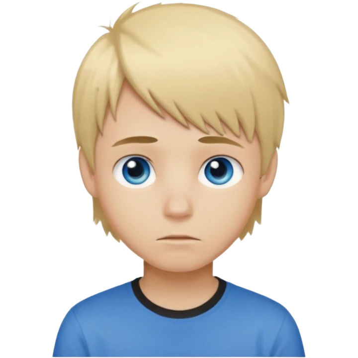 boy with blonde hair emo, and light brown shirt, blue eyes emoji