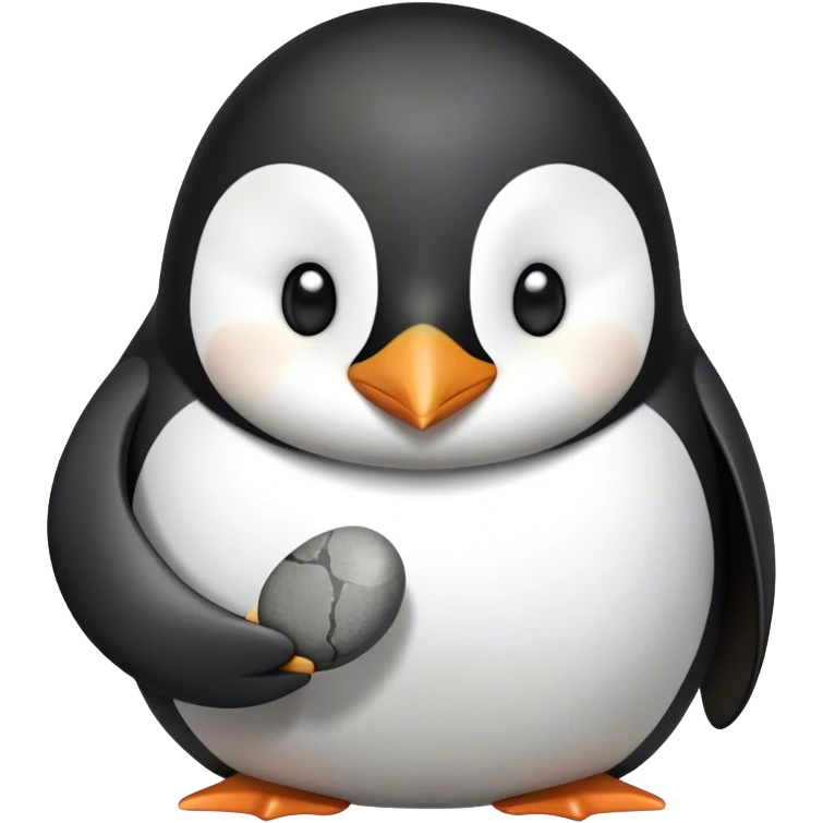 Pinguin hält Kieselstein emoji