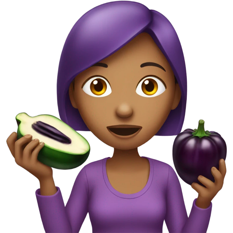 girl eating aubergine emoji
