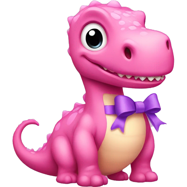 Pink Dino with bow emoji