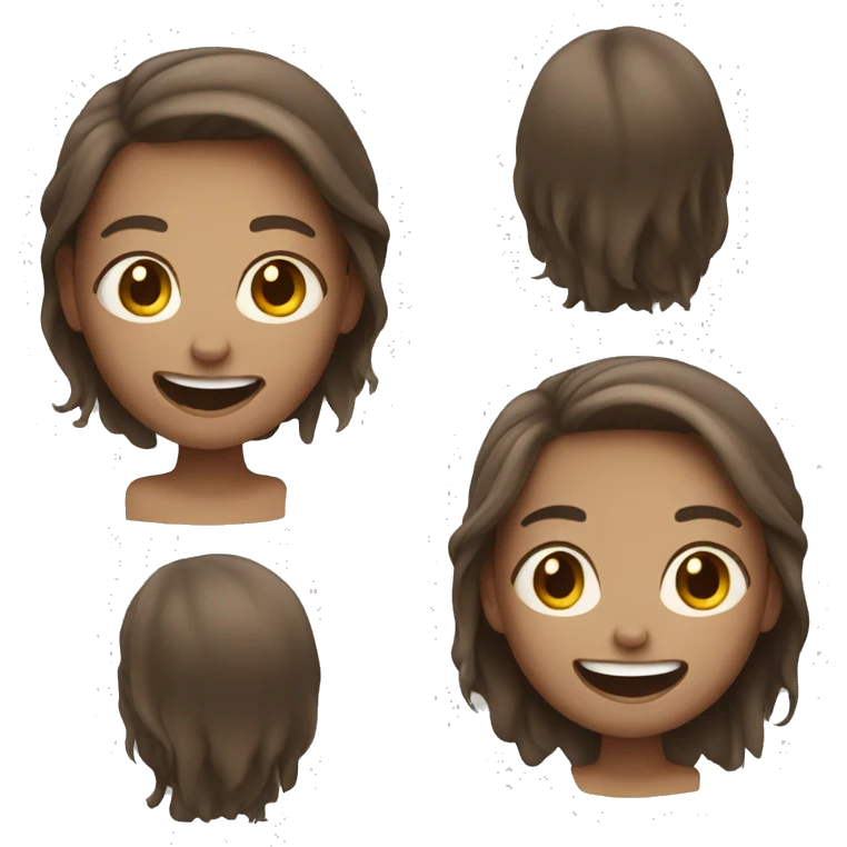 White skin brown hair girl laughing emoji