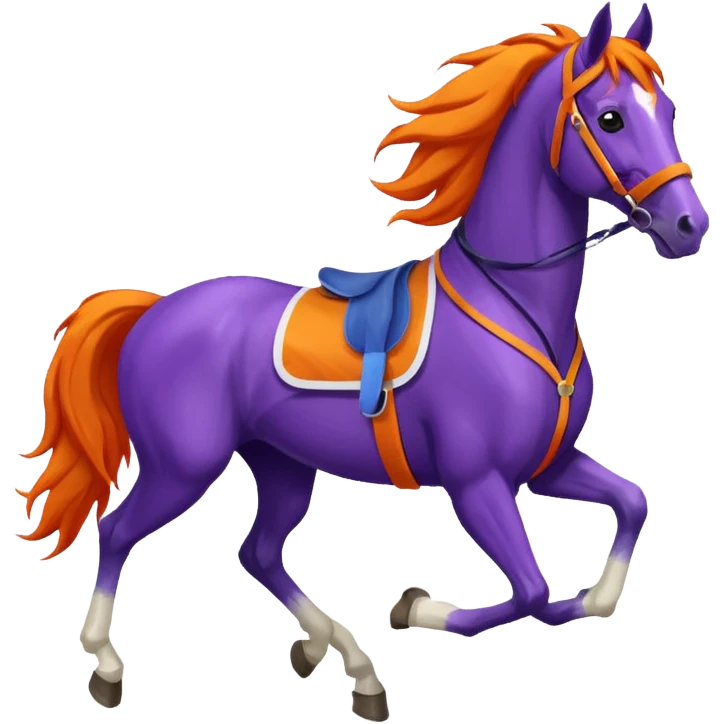 ok créée moi une emoticone simple pour une athletes d'endurance ( horse ) et un pour un endurance Horse - couleur dans ces tons violet et orange et blanc emoji